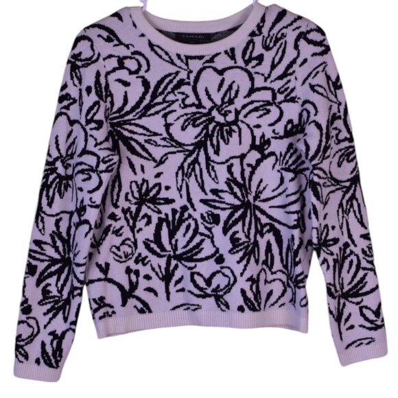 Tahari Sweaters - Tahari Women's Black & White Floral Chunky Cozy Warm Thick Sweater Winter Size M